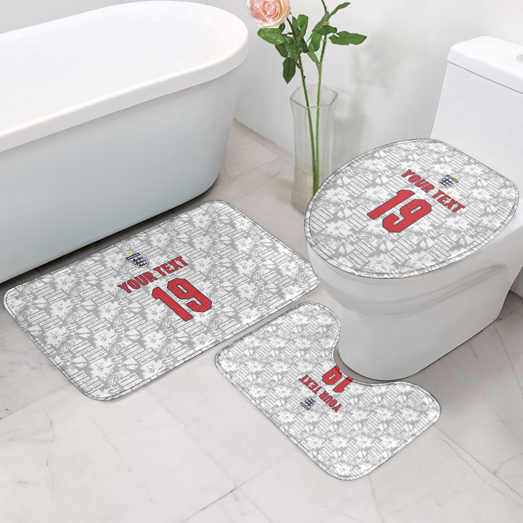 Custom World Football 2026 England Bathroom Set Three Lions Monogram White Glory
