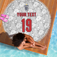 Custom World Football 2026 England Beach Blanket Three Lions Monogram White Glory