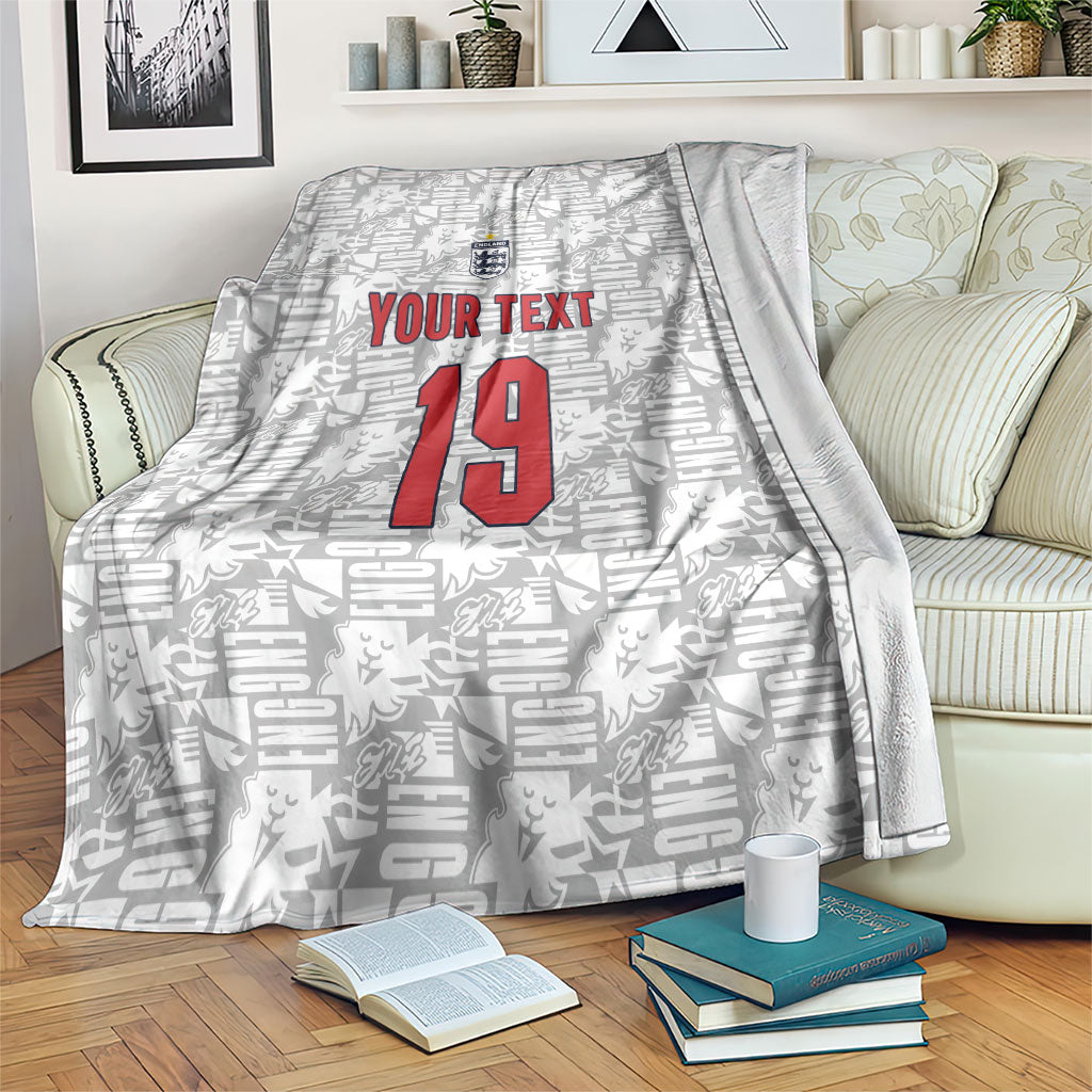 Custom World Football 2026 England Blanket Three Lions Monogram White Glory
