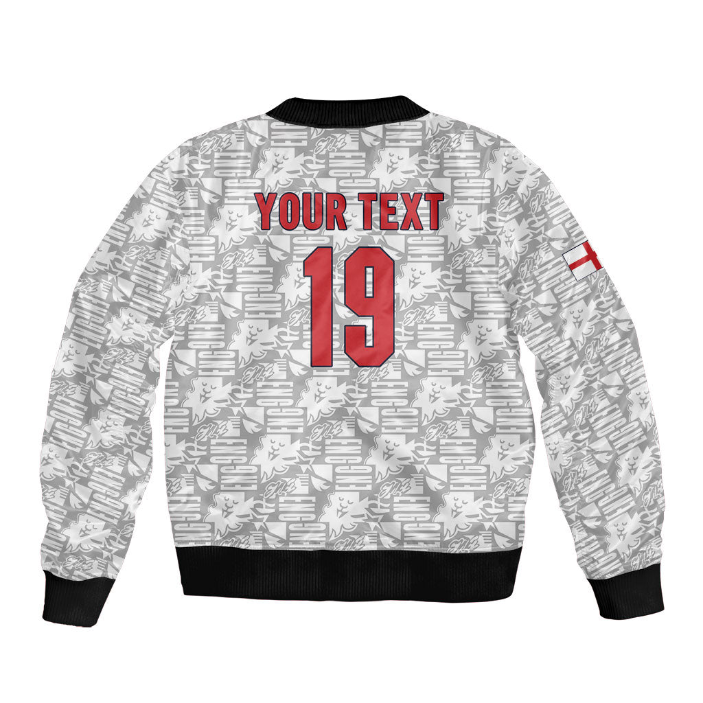 Custom World Football 2026 England Bomber Jacket Three Lions Monogram White Glory