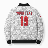 Custom World Football 2026 England Bomber Puffer Jacket Three Lions Monogram White Glory