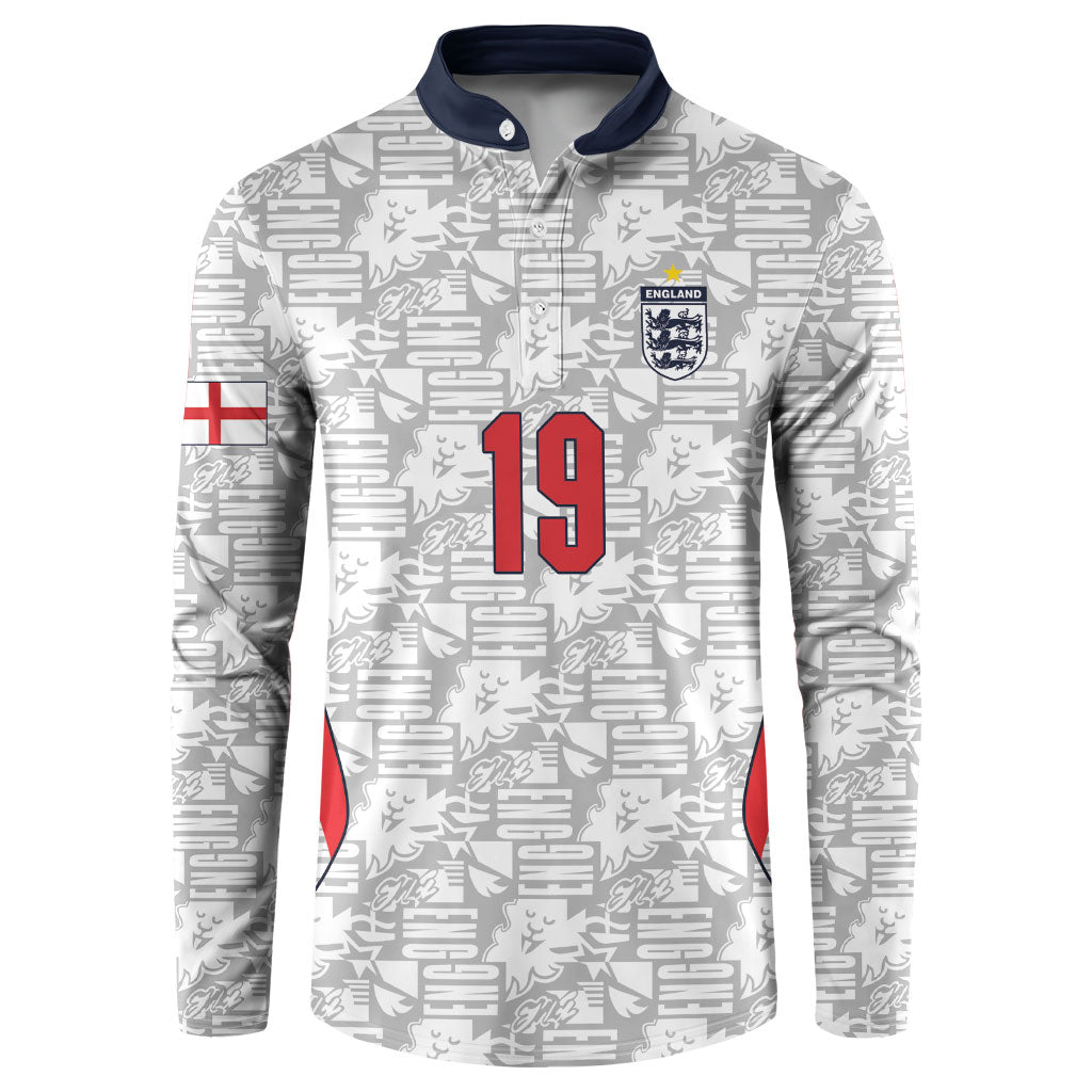 Custom World Football 2026 England Button Sweatshirt Three Lions Monogram White Glory