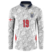 Custom World Football 2026 England Button Sweatshirt Three Lions Monogram White Glory