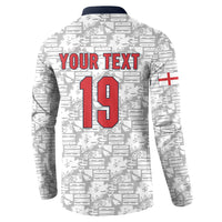 Custom World Football 2026 England Button Sweatshirt Three Lions Monogram White Glory