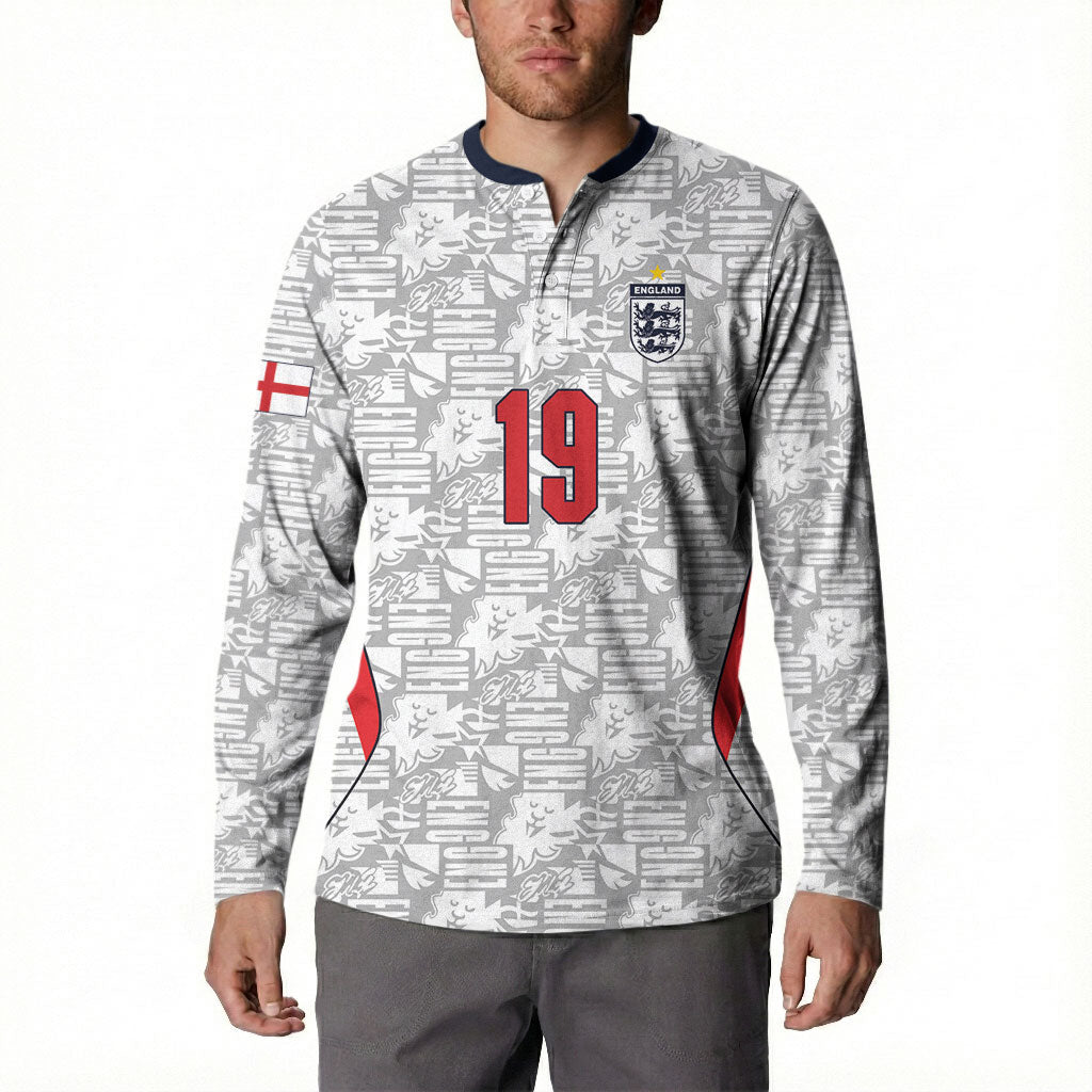 Custom World Football 2026 England Button Sweatshirt Three Lions Monogram White Glory