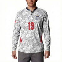 Custom World Football 2026 England Button Sweatshirt Three Lions Monogram White Glory