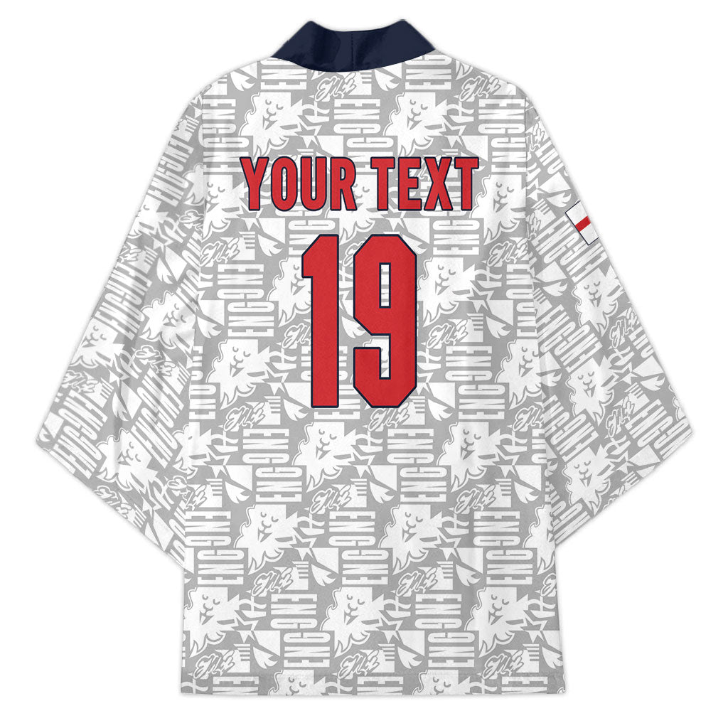Custom World Football 2026 England Kimono Three Lions Monogram White Glory