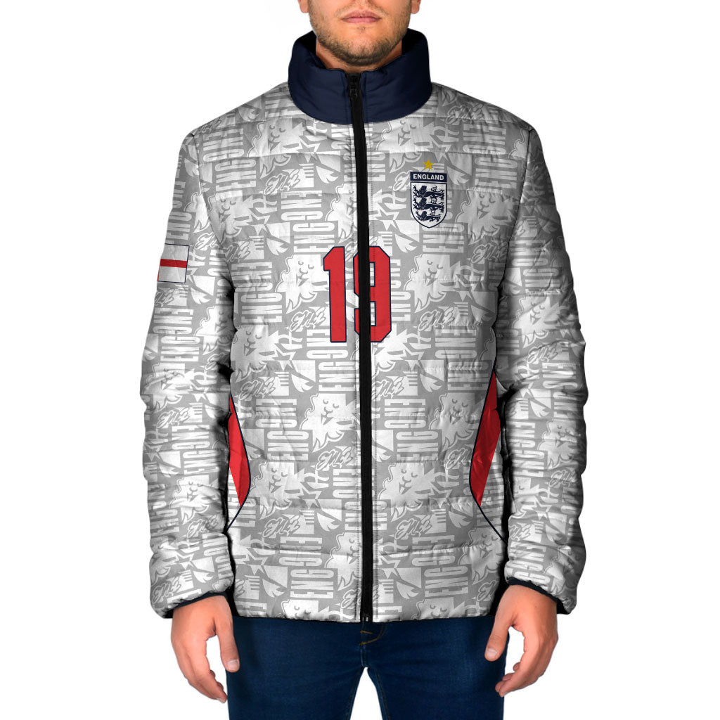 Custom World Football 2026 England Padded Jacket Three Lions Monogram White Glory