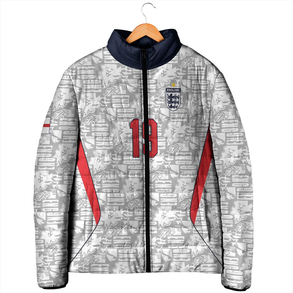 Custom World Football 2026 England Padded Jacket Three Lions Monogram White Glory