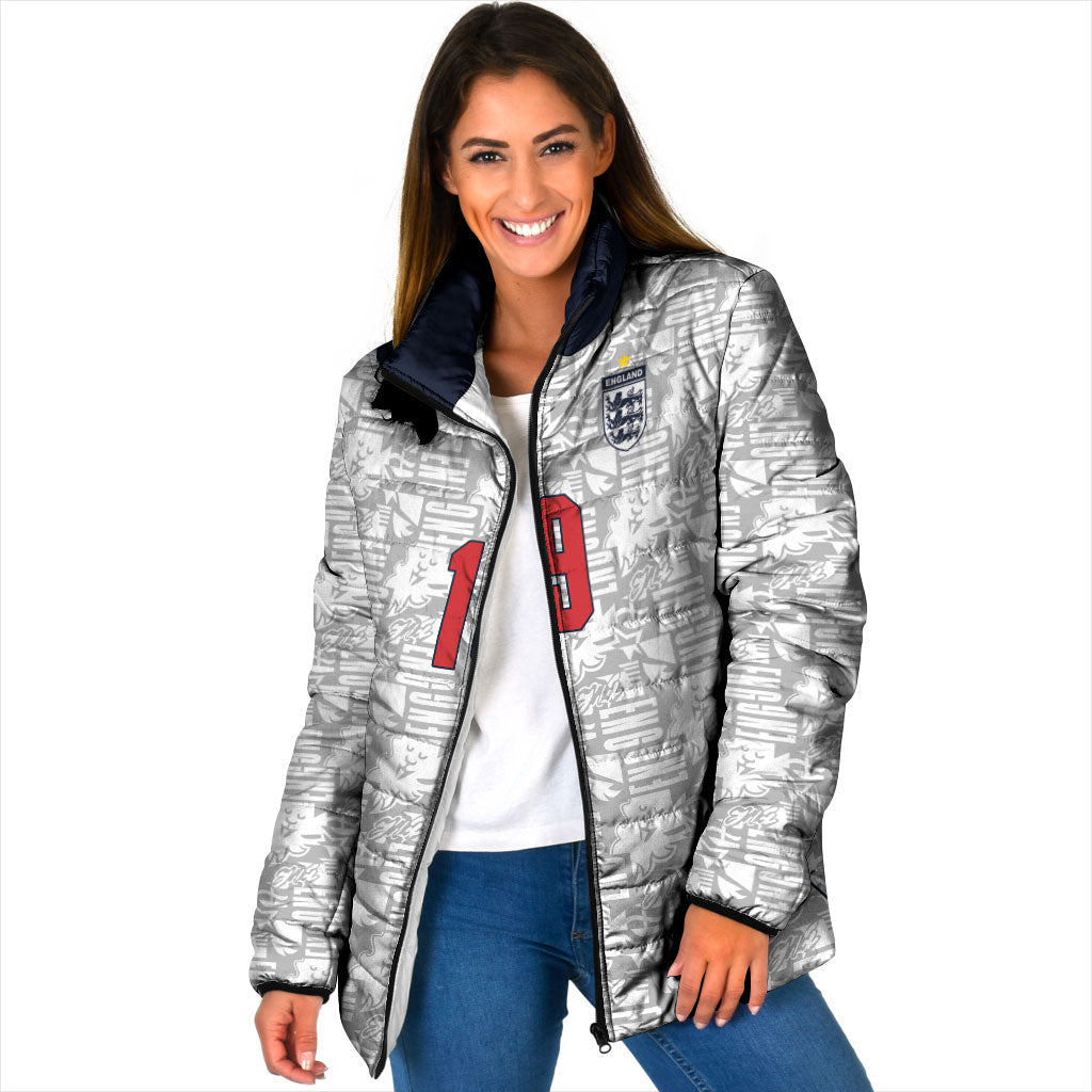 Custom World Football 2026 England Padded Jacket Three Lions Monogram White Glory