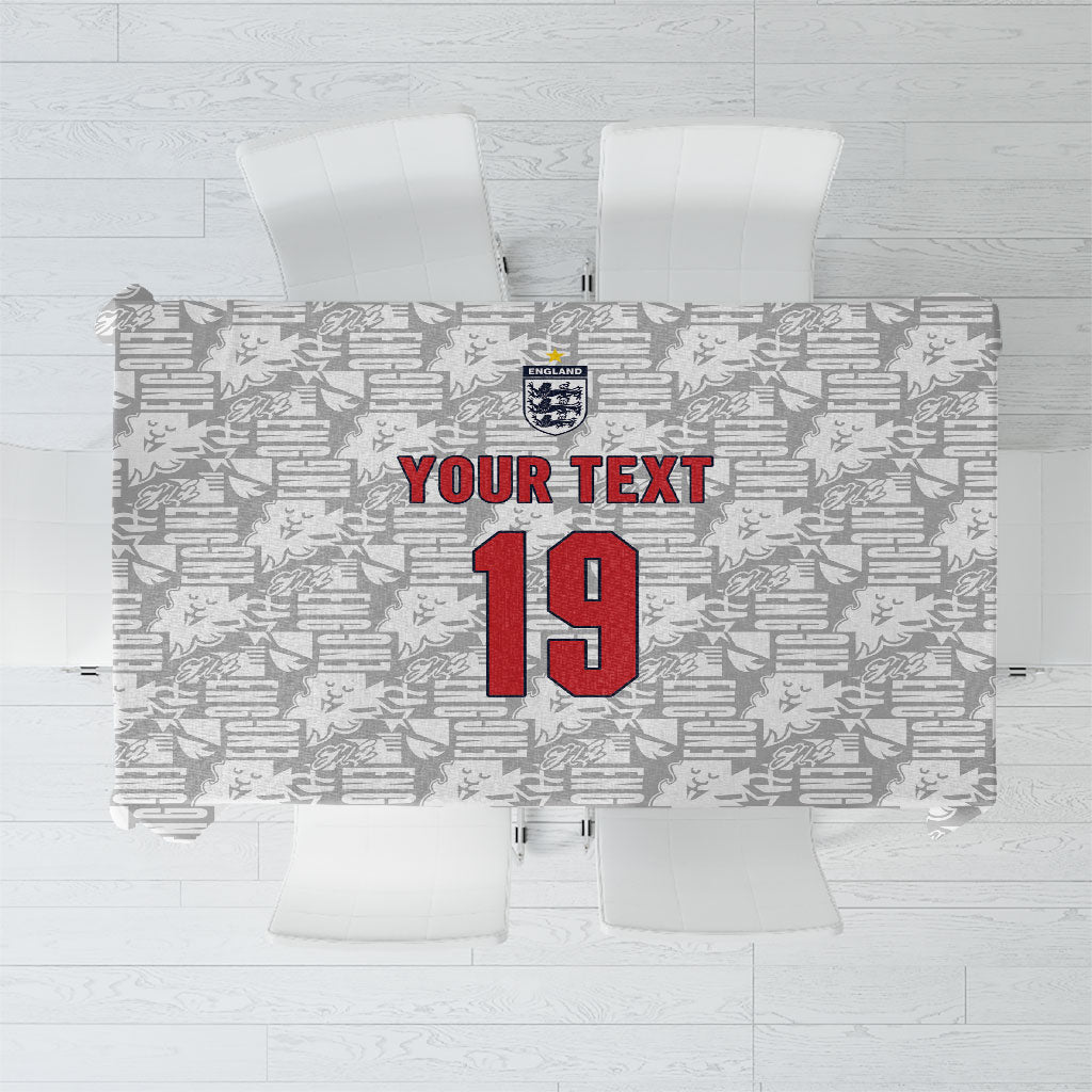 Custom World Football 2026 England Tablecloth Three Lions Monogram White Glory