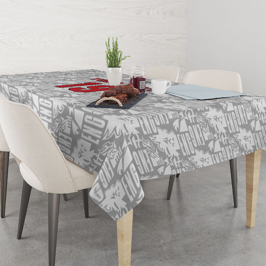 Custom World Football 2026 England Tablecloth Three Lions Monogram White Glory