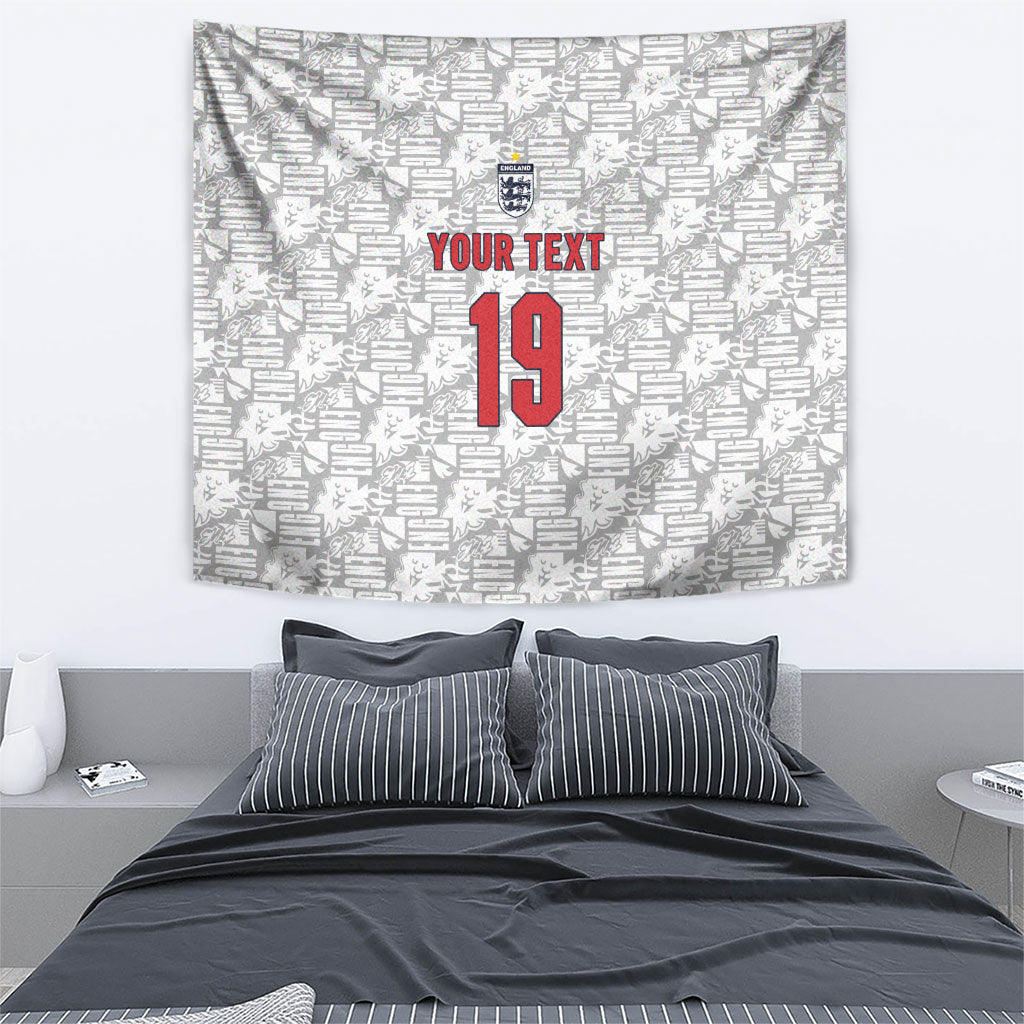 Custom World Football 2026 England Tapestry Three Lions Monogram White Glory