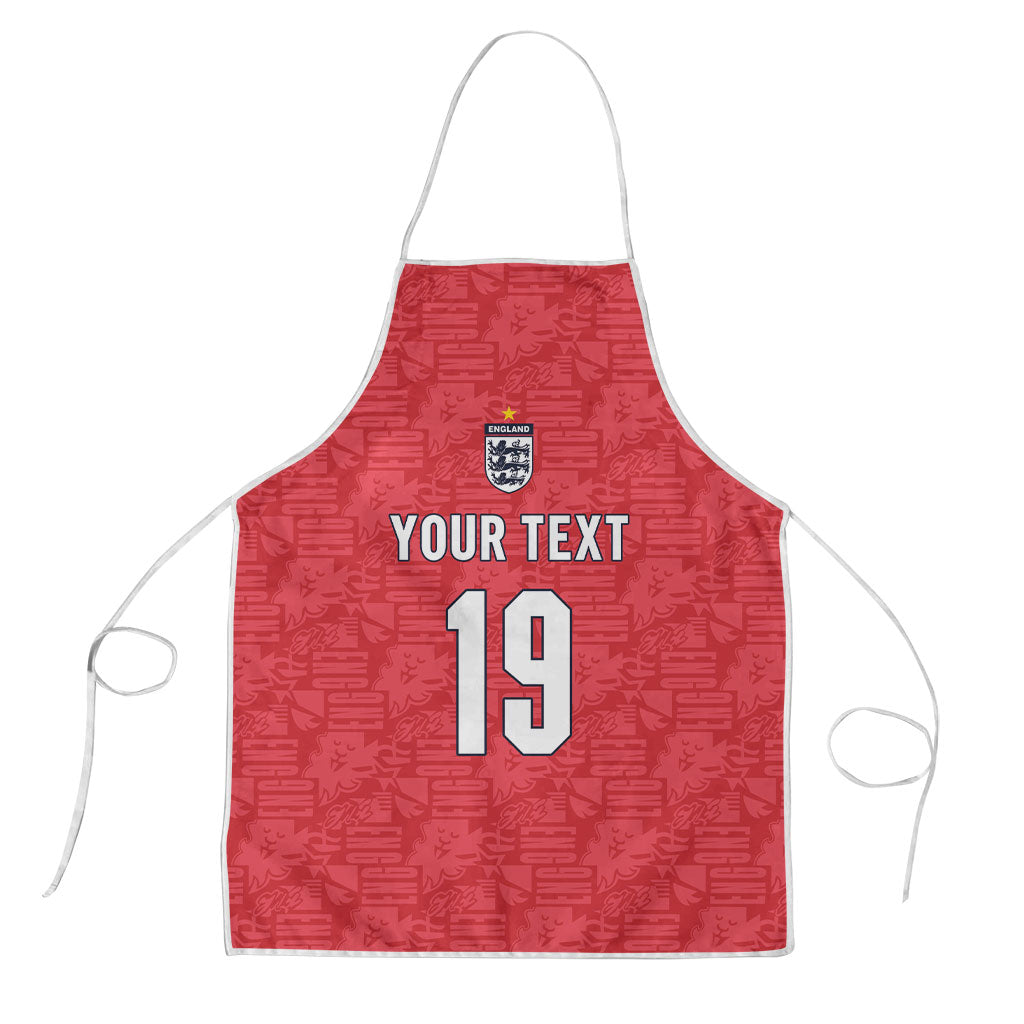 Custom World Football 2026 England Apron Three Lions Monogram Red Glory