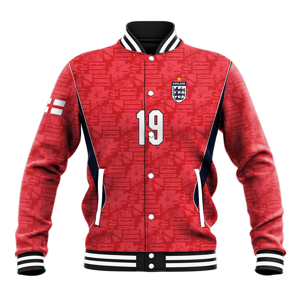 Custom World Football 2026 England Baseball Jacket Three Lions Monogram Red Glory