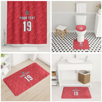 Custom World Football 2026 England Bathroom Set Three Lions Monogram Red Glory