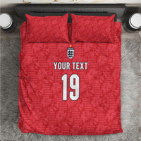 Custom World Football 2026 England Bedding Set Three Lions Monogram Red Glory