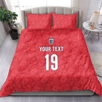 Custom World Football 2026 England Bedding Set Three Lions Monogram Red Glory