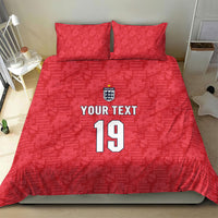 Custom World Football 2026 England Bedding Set Three Lions Monogram Red Glory