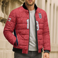 Custom World Football 2026 England Bomber Puffer Jacket Three Lions Monogram Red Glory