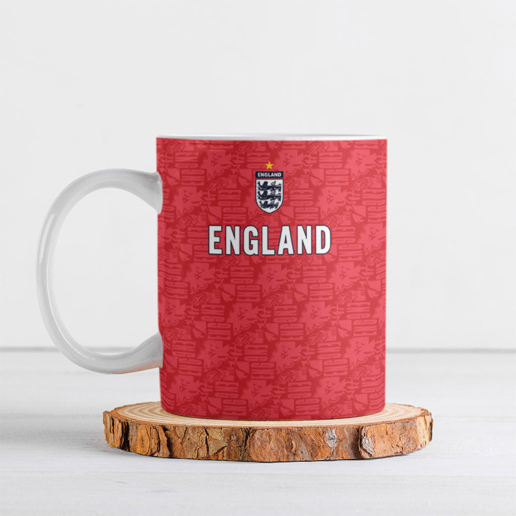 Custom World Football 2026 England Ceramic Mug Three Lions Monogram Red Glory