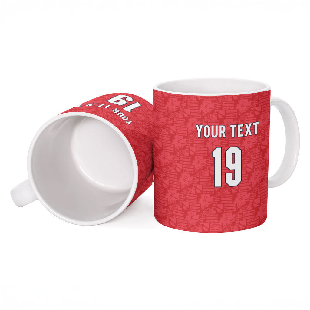 Custom World Football 2026 England Ceramic Mug Three Lions Monogram Red Glory