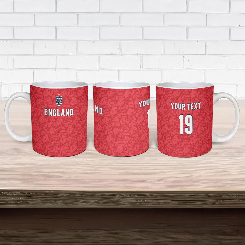 Custom World Football 2026 England Ceramic Mug Three Lions Monogram Red Glory