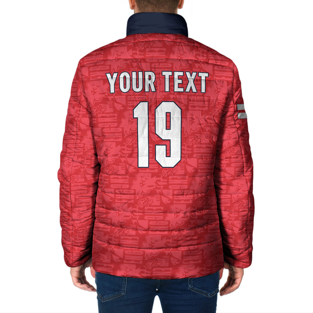 Custom World Football 2026 England Padded Jacket Three Lions Monogram Red Glory
