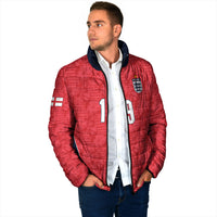 Custom World Football 2026 England Padded Jacket Three Lions Monogram Red Glory