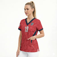 Custom World Football 2026 England Scrub Top Three Lions Monogram Red Glory