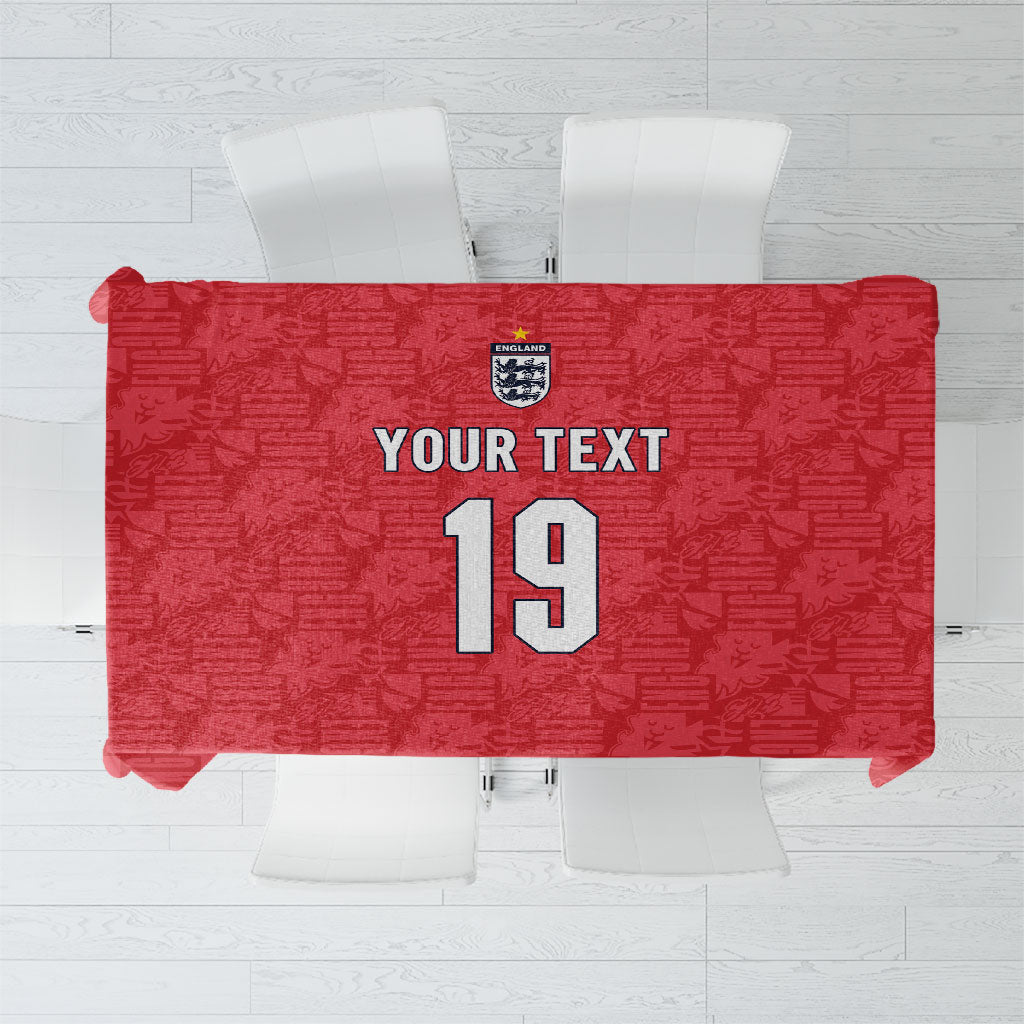 Custom World Football 2026 England Tablecloth Three Lions Monogram Red Glory