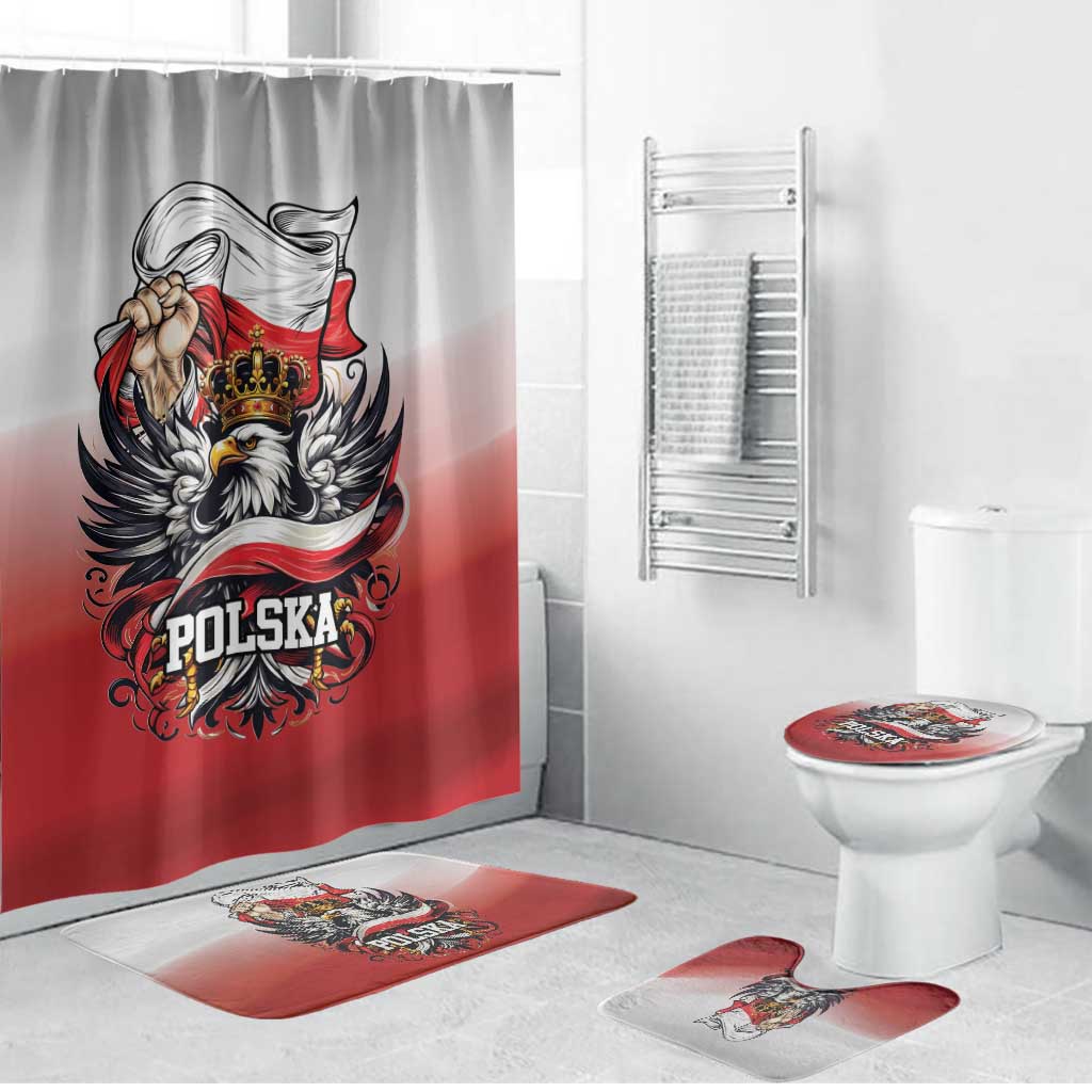 Poland Independence Day Bathroom Set Polska White Eagle and Flag Style - Wonder Print Shop