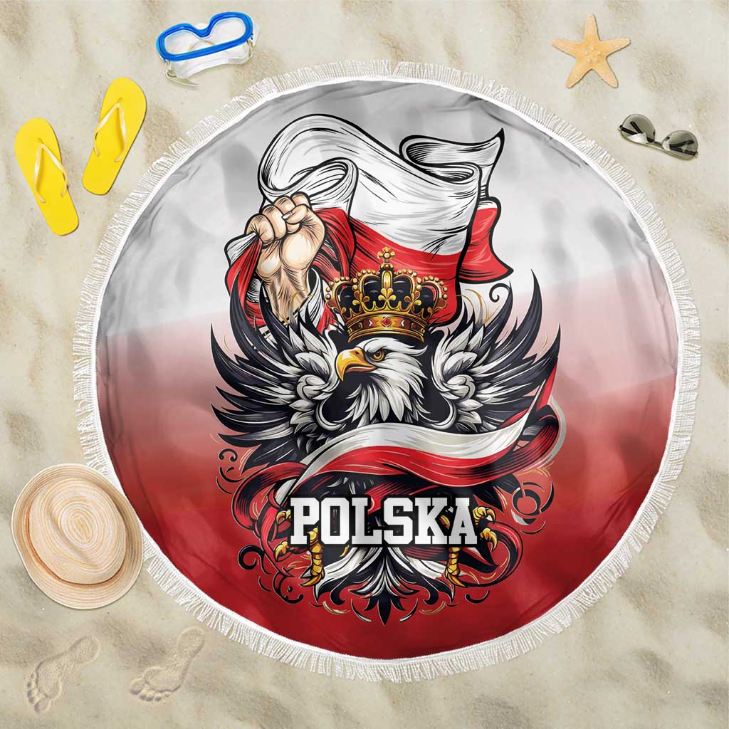 Poland Independence Day Beach Blanket Polska White Eagle and Flag Style - Wonder Print Shop