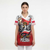 Poland Independence Day Scrub Top Polska White Eagle and Flag Style - Wonder Print Shop