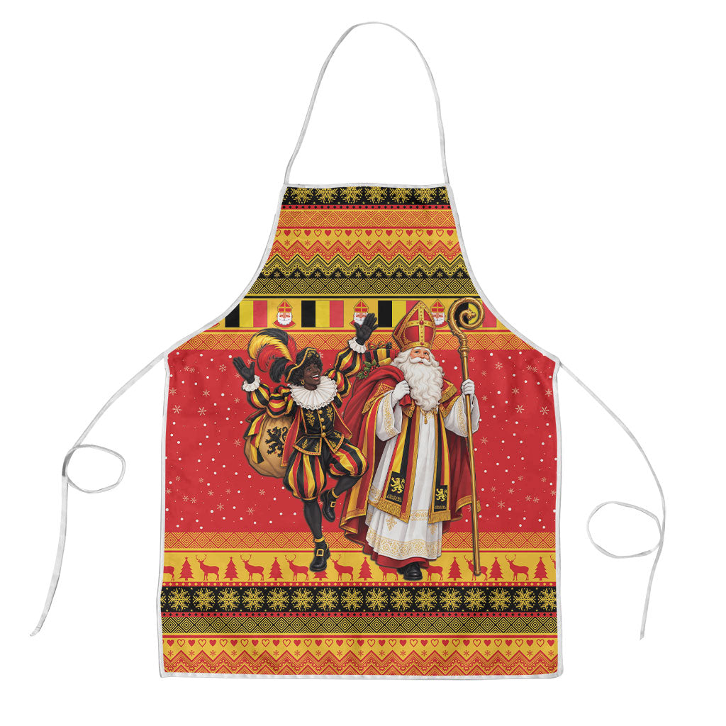 Belgium Christmas Apron Saint Nicholas and Pere Fouettard