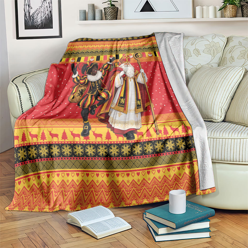 Belgium Christmas Blanket Saint Nicholas and Pere Fouettard