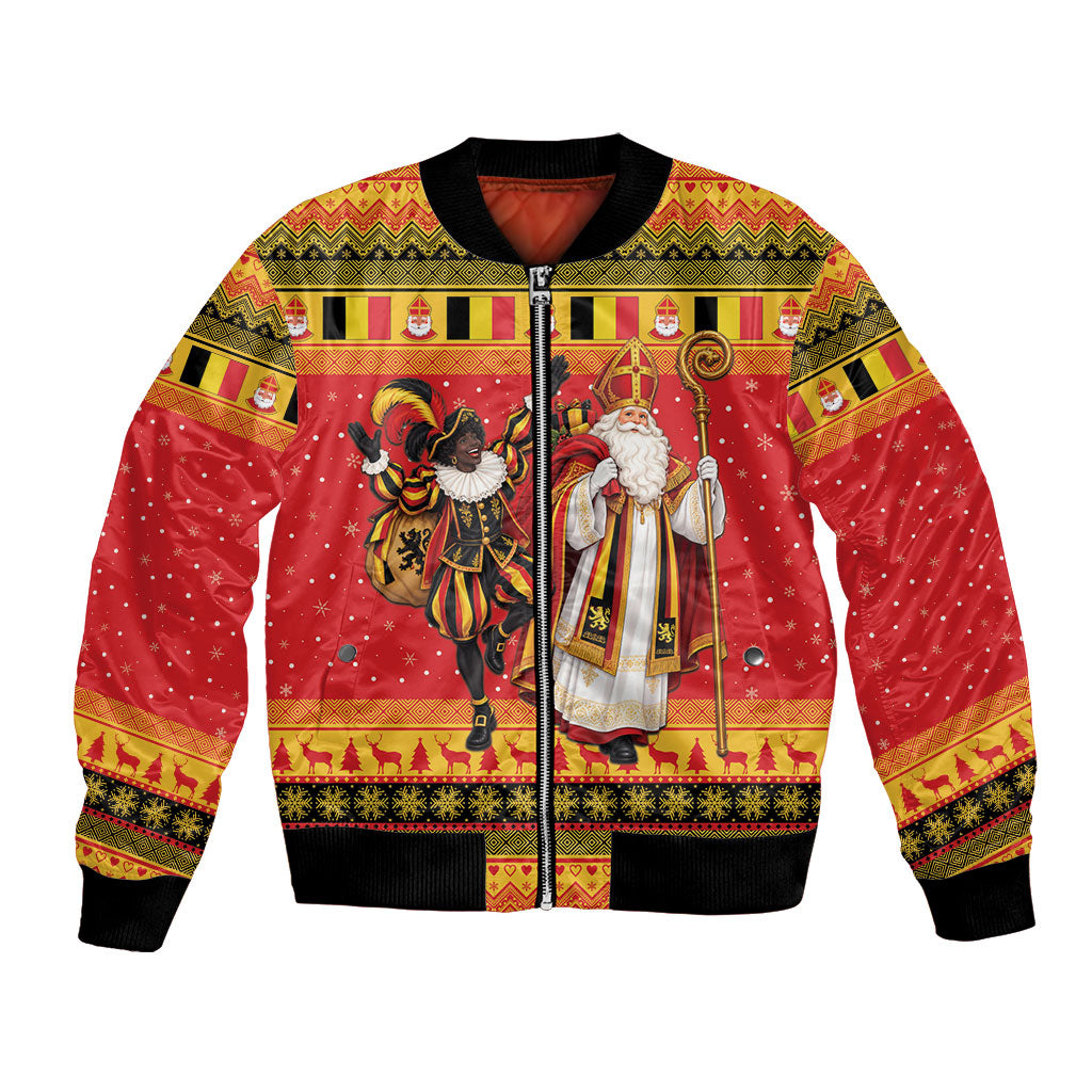 Belgium Christmas Bomber Jacket Saint Nicholas and Pere Fouettard