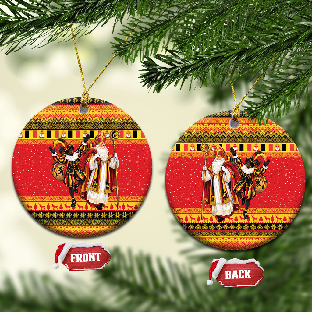 Belgium Christmas Ceramic Ornament Saint Nicholas and Pere Fouettard