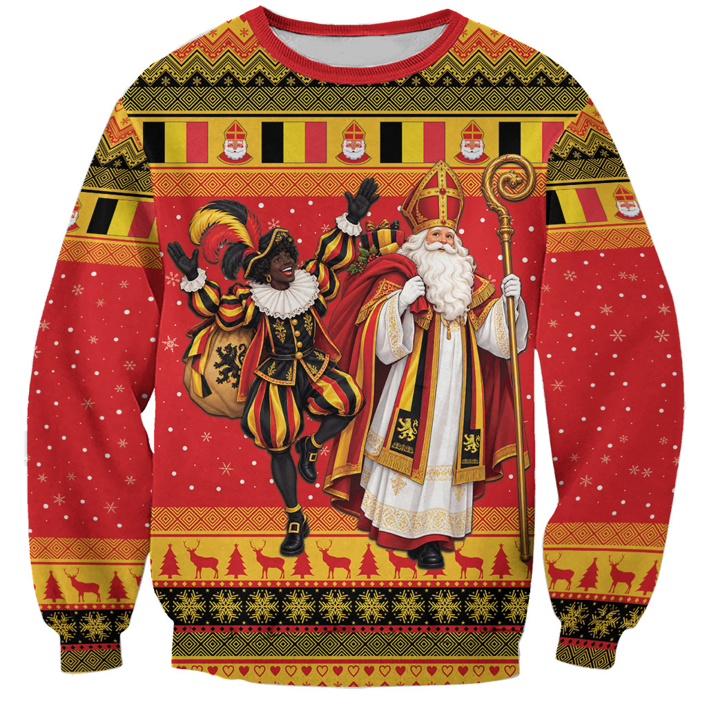 Belgium Christmas Sweatshirt Saint Nicholas and Pere Fouettard