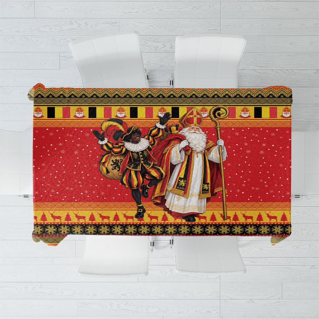 Belgium Christmas Tablecloth Saint Nicholas and Pere Fouettard