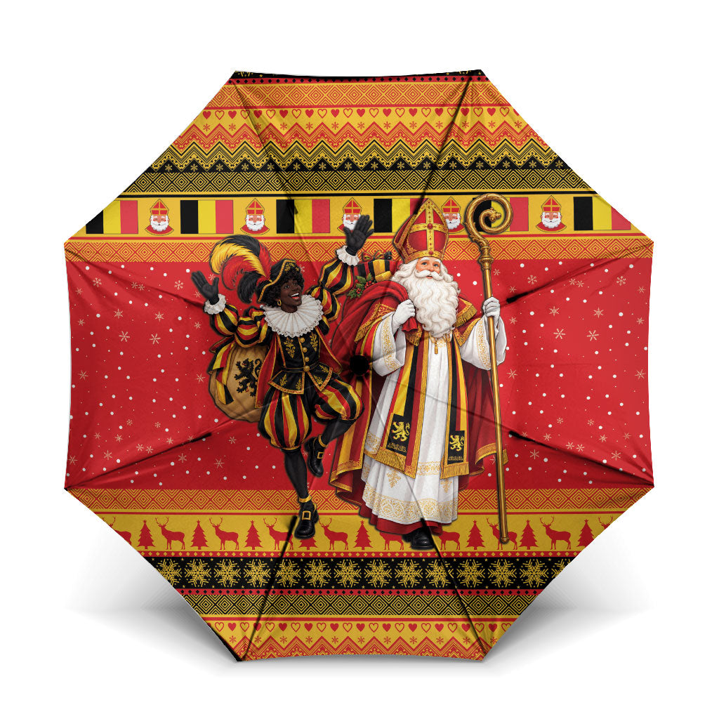 Belgium Christmas Umbrella Saint Nicholas and Pere Fouettard