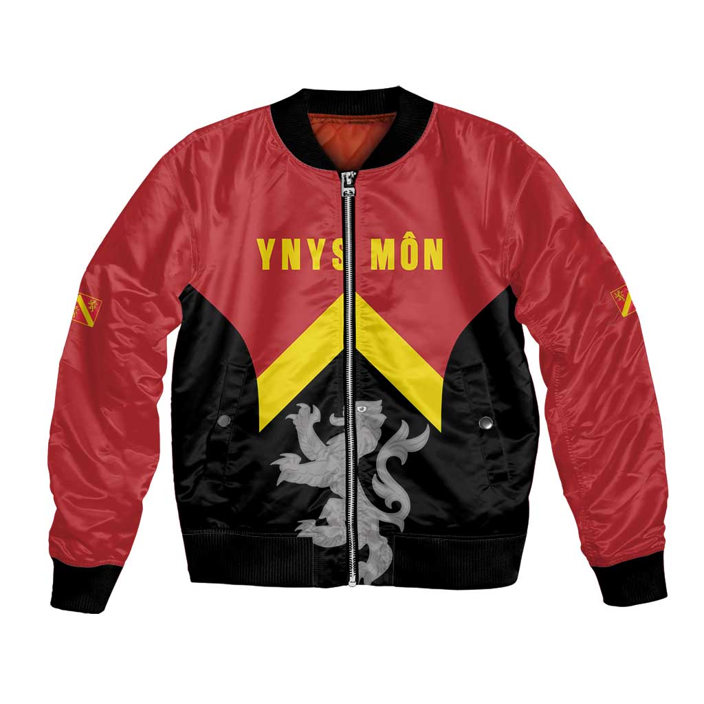 Personalised Anglesey Wales Bomber Jacket Ynys Mon Welsh Lion Flag Design - Wonder Print Shop