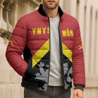 Personalised Anglesey Wales Bomber Puffer Jacket Ynys Mon Welsh Lion Flag Design - Wonder Print Shop