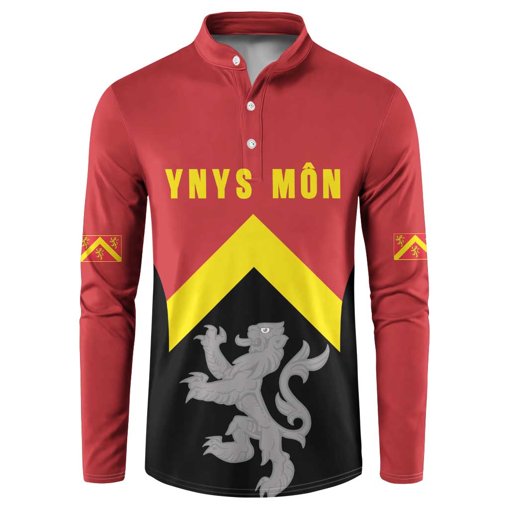 Personalised Anglesey Wales Button Sweatshirt Ynys Mon Welsh Lion Flag Design - Wonder Print Shop