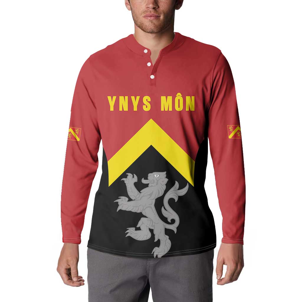 Personalised Anglesey Wales Button Sweatshirt Ynys Mon Welsh Lion Flag Design - Wonder Print Shop
