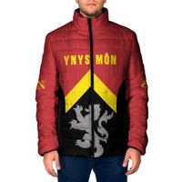 Personalised Anglesey Wales Padded Jacket Ynys Mon Welsh Lion Flag Design - Wonder Print Shop