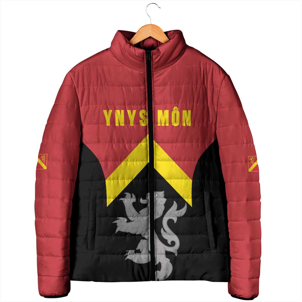 Personalised Anglesey Wales Padded Jacket Ynys Mon Welsh Lion Flag Design - Wonder Print Shop