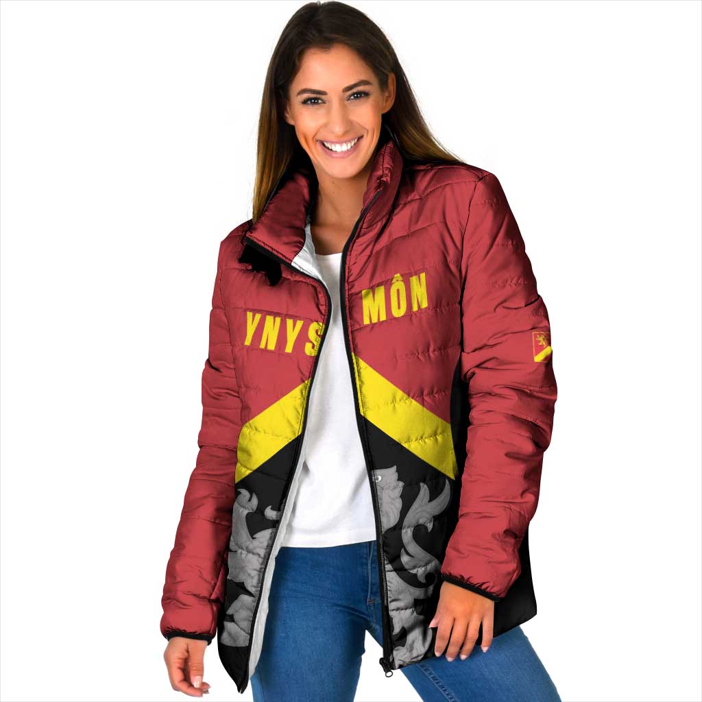 Personalised Anglesey Wales Padded Jacket Ynys Mon Welsh Lion Flag Design - Wonder Print Shop