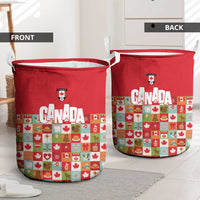 Canada Football Laundry Basket Patchwork Icons and Maple Leaf Pattern - Wonder Print Shop