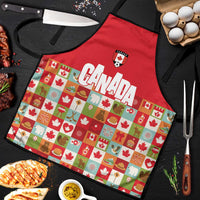 Canada Football Apron Patchwork Icons and Maple Leaf Pattern - Wonder Print Shop